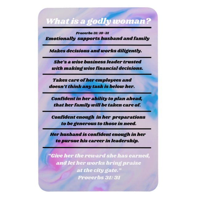 Proverbs 31:10-31 Christian Woman Summary Magnet (Vertical)
