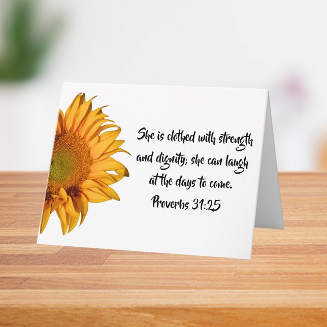 Proverbs 31:25 And Sunflower Custom Bible Verse Card (Creator Uploaded)