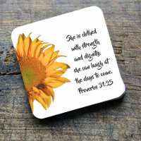 Proverbs 31:25 Bible Verse Half Sunflower Custom