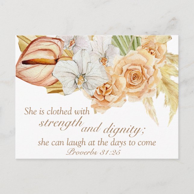 Proverbs 31:25 Bible Verse Motivational Postcard (Front)