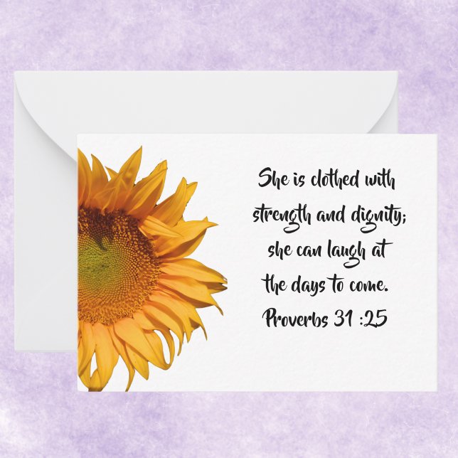 Proverbs 31:25 Custom Bible Verse Sunflower Card (Creator Uploaded)