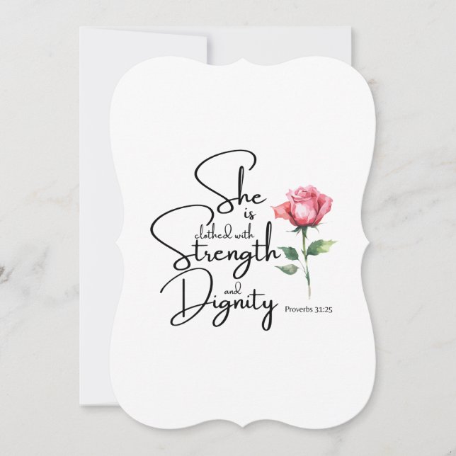 Proverbs 31:25 She is clothed Bible Verse Flower (Front)