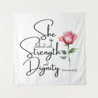 Proverbs 31:25 She is clothed Bible Verse Flower