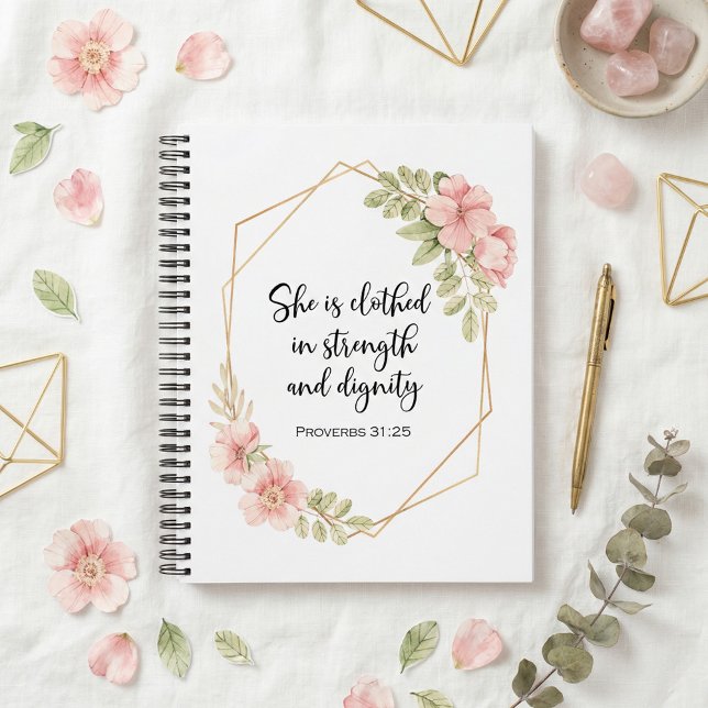 Proverbs 31:25 Strength and Dignity Floral  Notebook (Creator Uploaded)