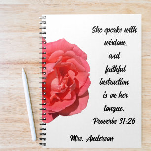 Proverbs 31:26 Christian Teacher Appreciation  Notebook