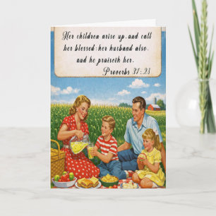 Proverbs 31:28 Retro Photo Mother's Birthday Card