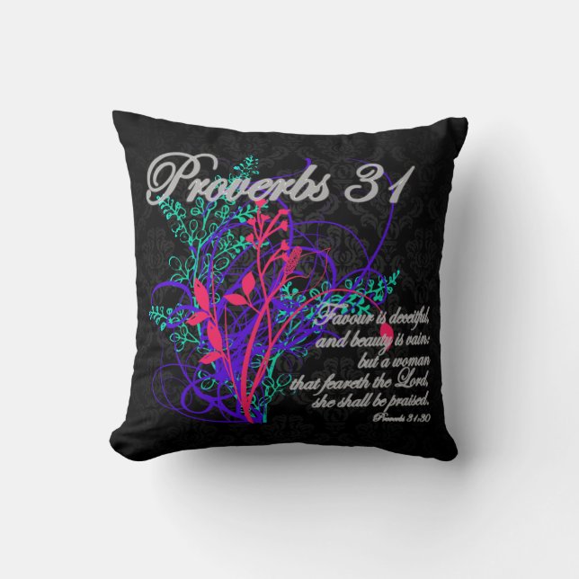 Proverbs 31 Bible Christian Women's Cushion (Front)