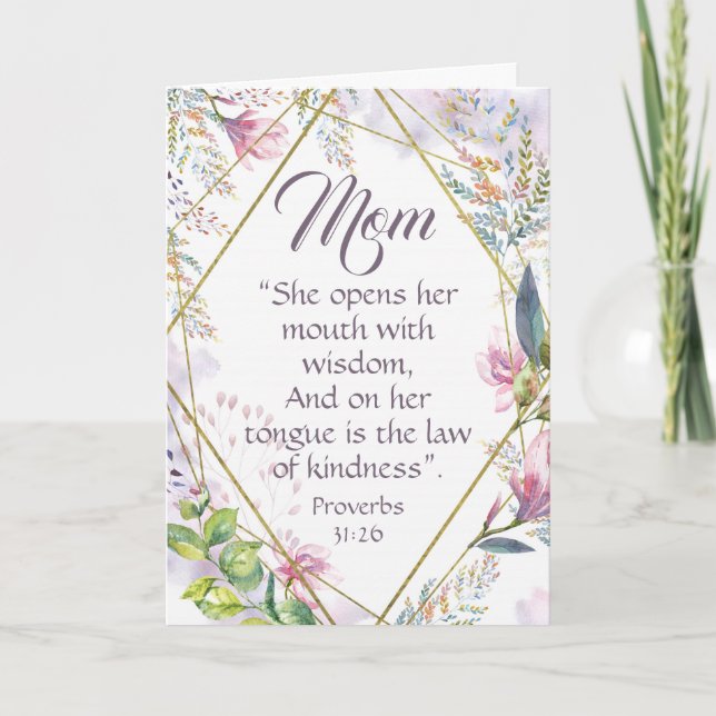 Proverbs 31 Bible Verse Christian Mothers Day Card (Front)