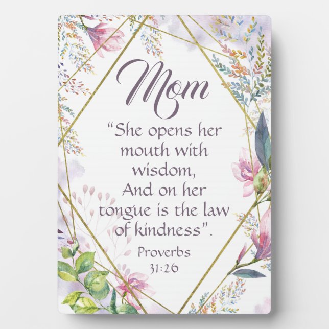 Proverbs 31 Bible Verse Christian Mothers Day Gift Plaque (Front)