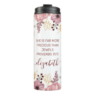 Proverbs 31 Elegant pastel pink flower  Thermal Tumbler