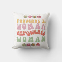 Proverbs 31 Empowered Woman Phrase Cotton Pillow