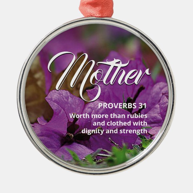 PROVERBS 31 MOTHER | Modern Floral Christian Metal Tree Decoration (Front)