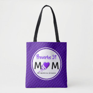PROVERBS 31 Mother's Day Birthday Purple Tote Bag
