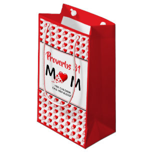 Proverbs 31 Mum Red Hearts Small Gift Bag