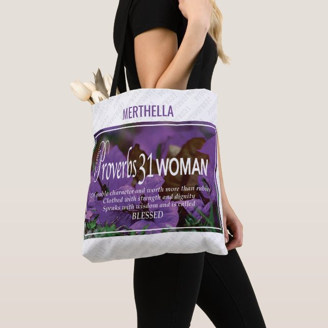 Proverbs 31 tote bag (Close Up)