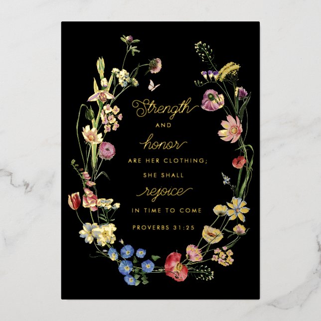 Proverbs 31 Wildflowers Foil Desk Print   (Front)