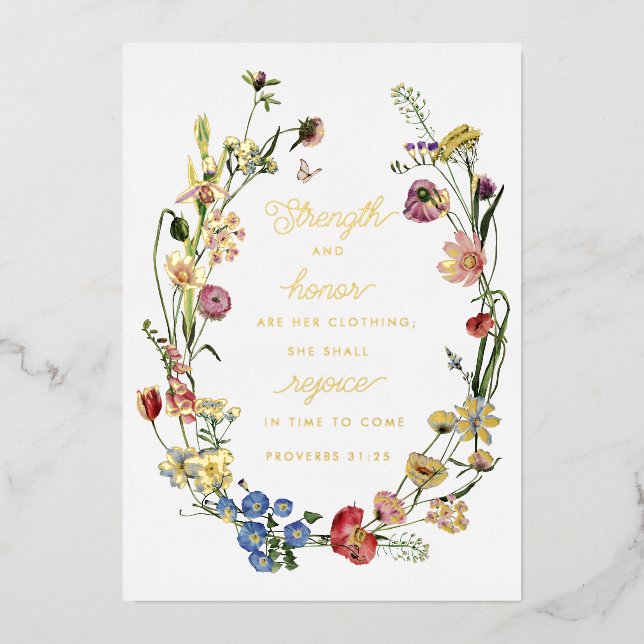 Proverbs 31 Wildflowers Foil Desk Print (Front)