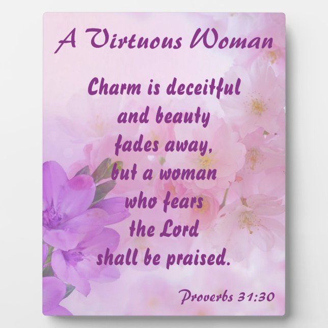 Proverbs 31 Woman Lavender Flowers Plaque (Front)