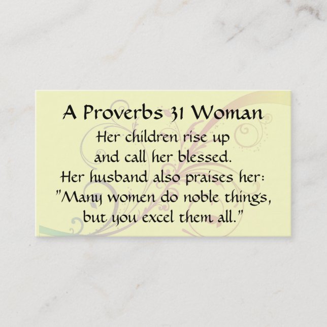 Proverbs 31 Woman  Mum Calling Card flourishes (Front)