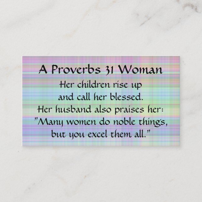 Proverbs 31 Woman  Mum Calling Card Madras Plaid (Front)