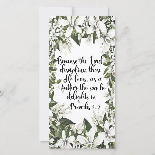 Proverbs 3:12, Watercolor Bible verse bookmark (Front)