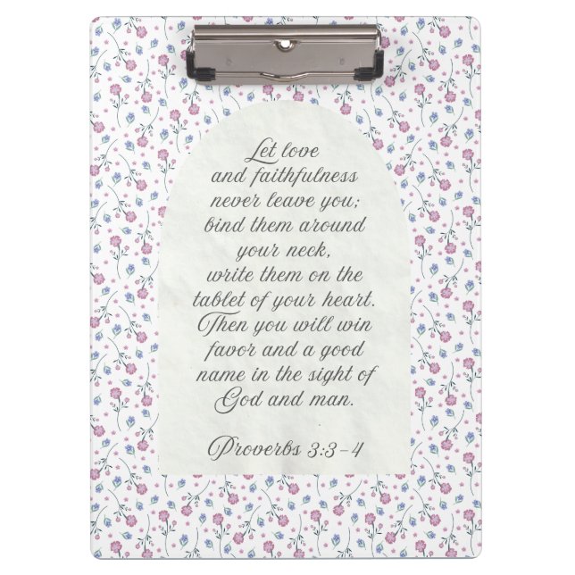 Proverbs 3:3–4 Floral Scripture  Clipboard (Front)