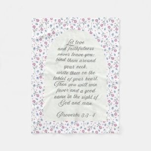 Proverbs 3:3–4 Floral Scripture Fleece Blanket