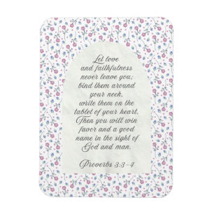 Proverbs 3:3–4 Floral Scripture  Magnet