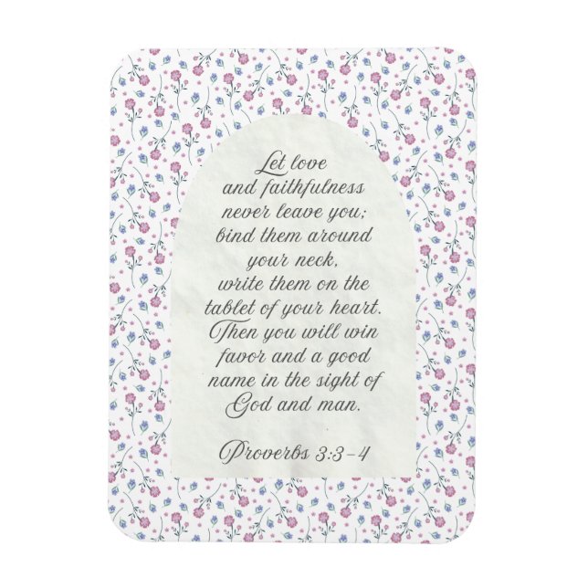 Proverbs 3:3–4 Floral Scripture  Magnet (Vertical)