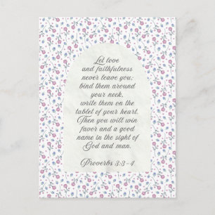 Proverbs 3:3–4 Floral Scripture Postcard