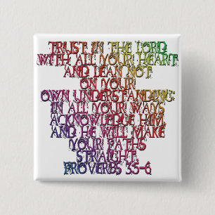 Proverbs 3:5-6 15 cm square badge