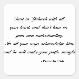 Proverbs 3:5-6 | Bible Quote Square Sticker