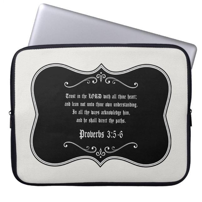 Proverbs 3:5-6 Bible Verse Custom Christian Gift Laptop Sleeve (Front)