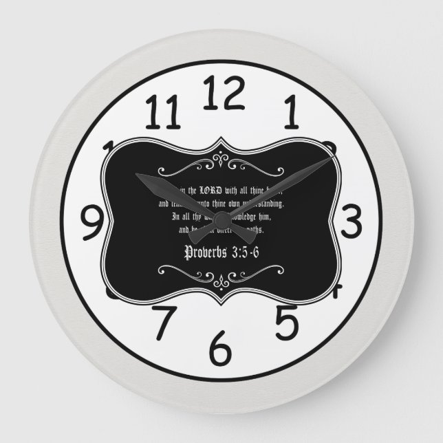 Proverbs 3:5-6 Bible Verse Custom Christian Gift Large Clock (Front)