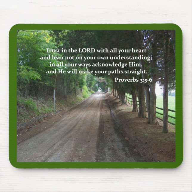 Proverbs 3:5-6 Christian Bible Verse Poster Mouse Pad (Front)