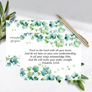 Proverbs 3:5-6 English Burmese Ivy White Note Card