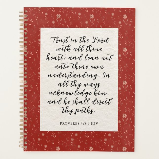 Proverbs 3:5-6 KJV Bible Verse Image  Planner (Front)