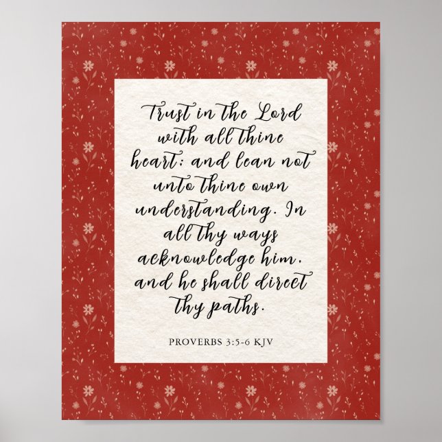 Proverbs 3:5-6 KJV Bible Verse Image  Poster (Front)
