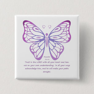 Proverbs 3:5,6 Scripture Inspiration Butterfly 15 Cm Square Badge