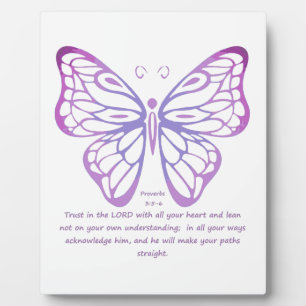 Proverbs 3:5,6 Scripture Inspiration Butterfly Plaque