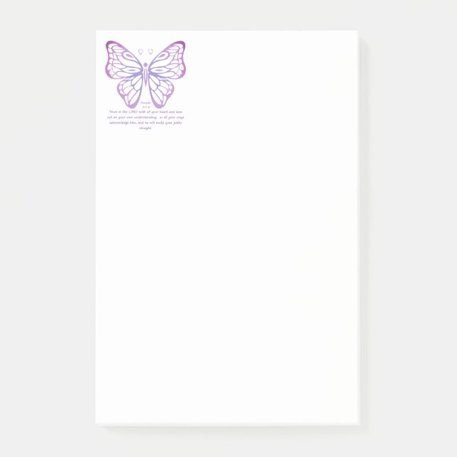 Proverbs 3:5,6 Scripture Inspiration Butterfly Post-it Notes (Front)