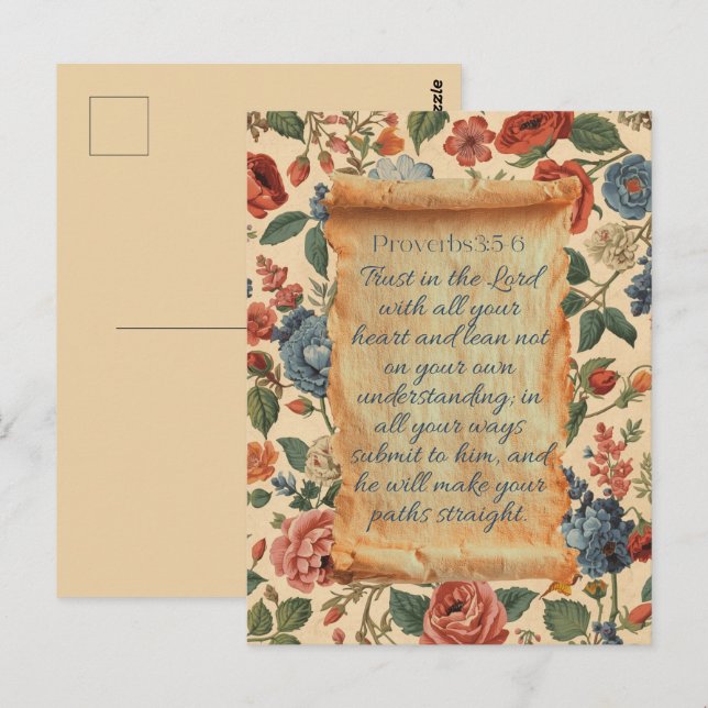 Proverbs 3:5–6 Trust in the Lord Bible Verse  Postcard (Front/Back)
