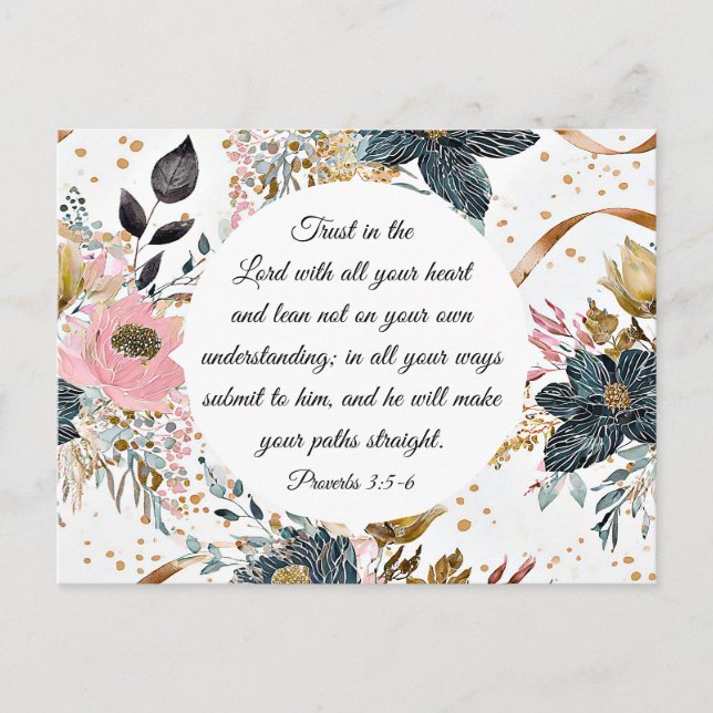 Proverbs 3:5-6 Trust in the Lord Bible Verse Postcard (Front)