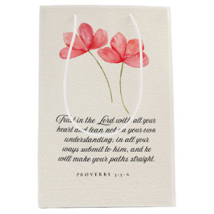 Proverbs 3:5–6 Trust in the Lord Pink Floral Medium Gift Bag