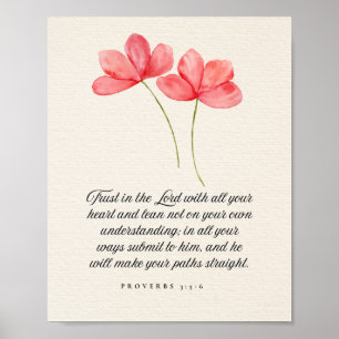 Proverbs 3:5–6 Trust in the Lord Pink Floral Poster