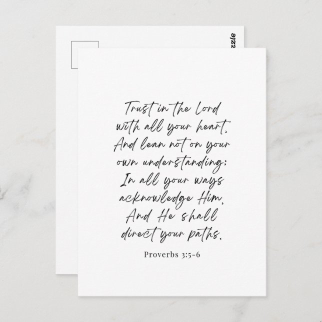 Proverbs 3:5-6 Trust in the Lord Postcard (Front/Back)