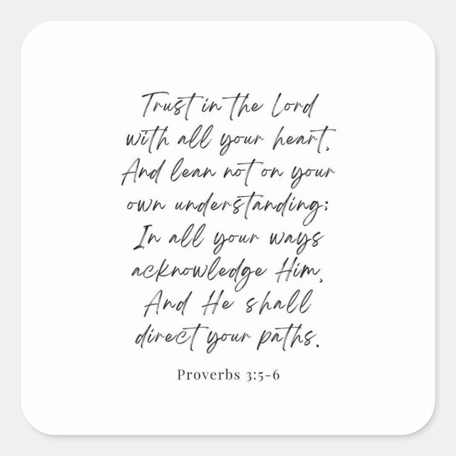 Proverbs 3:5-6 Trust in the Lord Square Sticker (Front)