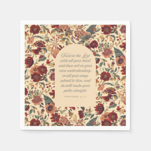 Proverbs 3:5–6 Trust in the Lord Vintage Floral Napkin