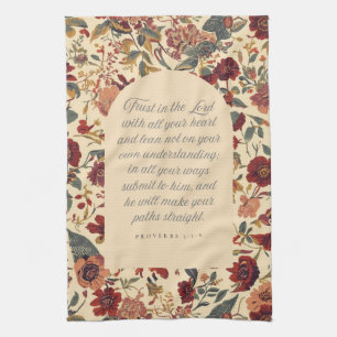 Proverbs 3:5–6 Trust in the Lord Vintage Floral Tea Towel