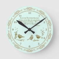 Proverbs 3:5-6 Wall Clock with Birds, Flowers